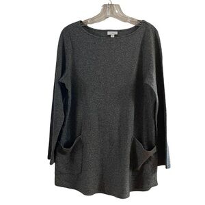 Pure Jill Women's Gray, Long Sleeve, Scoop neck w/ Front pockets Tunic. Size Med